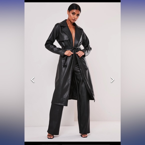 Missguided trench coat black Clearance